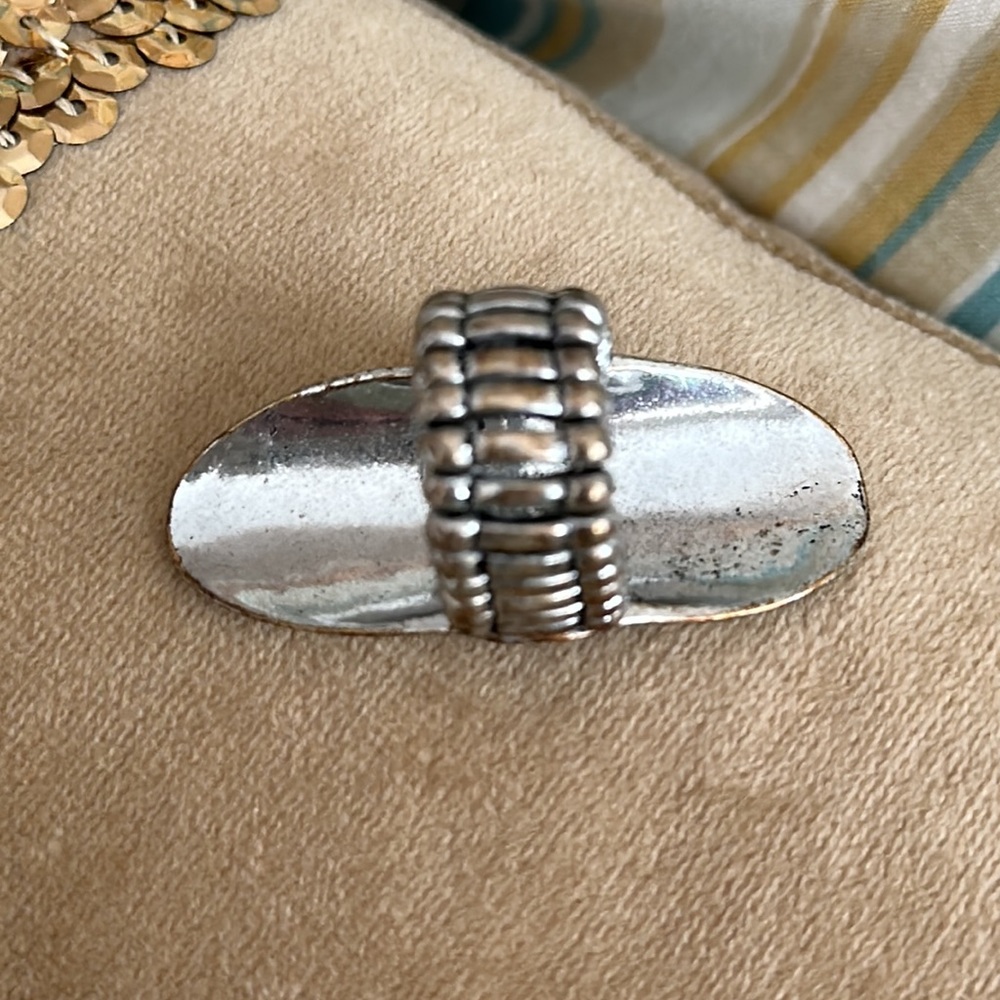 Statement Ring Silver Tone Tiny Marquisettes Etch… - image 7